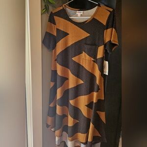New Lularoe Carly Stylish Black and Brown Women's Dress Size Small